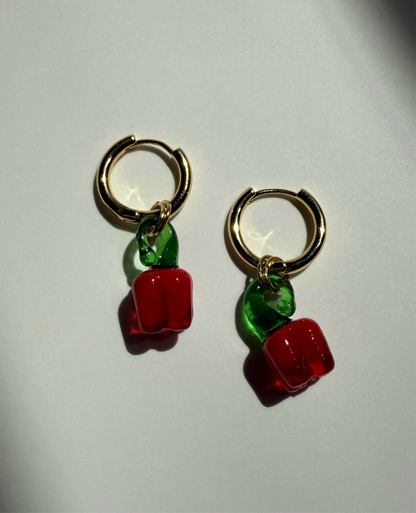 the “red pepper” 14k gold plated earrings