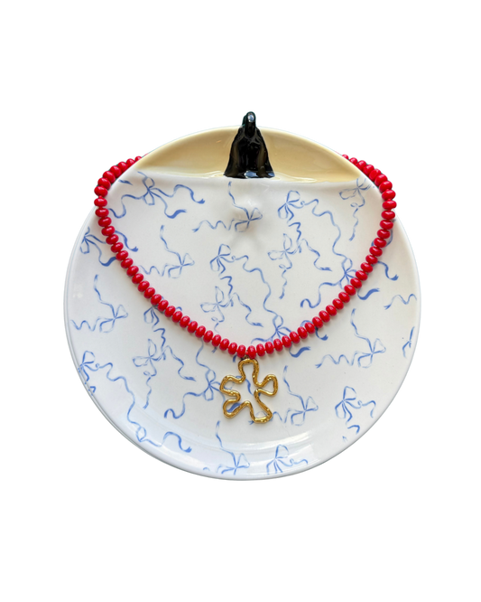 the “scarlet” beaded charm necklace